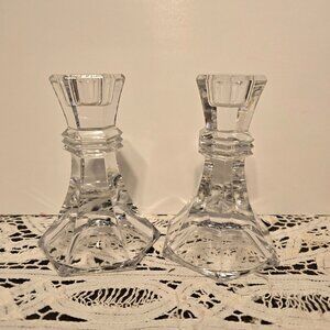 Vintage Set Toscany Crystal Candlestick Holders 43/4 inches